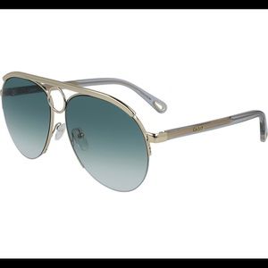 Chloe Romie Semi Rimless Aviator Sunglasses 59mm